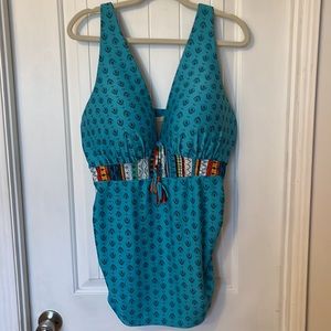 Swim by Cacique swim tankini turquoise size 40G